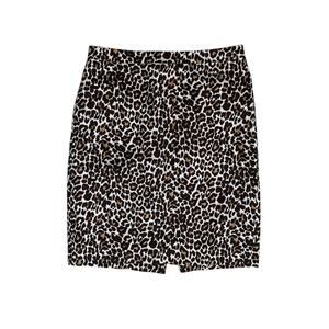 J. Crew Knee Length Pencil Skirt Leopard Print Size 4 Cotton Linen Blend